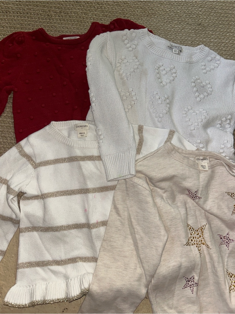 Crewcuts Girls' Red & Cream Knit Sweater Set with Stars and Stripes